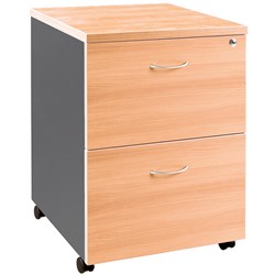 OM Mobile Pedestal 2 File  Drawer 468W x 510D x 685mmH Beech And Charcoal