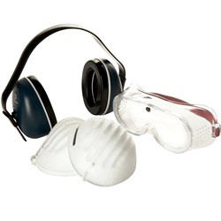 3M 645838 Protector Safety Kit Earmuff Goggles & 5 Dust Masks  