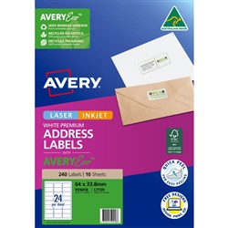 Avery Quick Peel Address Laser & Inkjet Labels White L7159 64x33.8mm 240 Labels