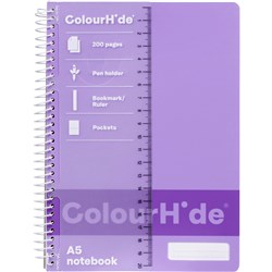 ColourHide Spiral Notebook A5 Side Bound 200 Page Purple