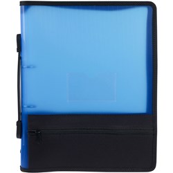 Marbig Zipper Binder With Extra Storage A4 2 O-Ring 25mm Blue