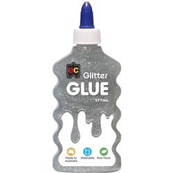 EC Glitter Glue 177ml Silver  