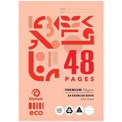Olympic ECO E848 Exercise Book A4 8mm Ruled With Red Margin 48 Page