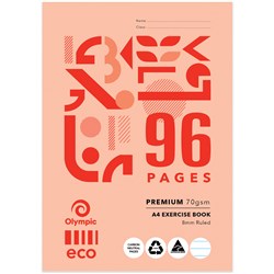Olympic ECO E896 Exercise Book A4 8mm Ruled With Red Margin 96 Page