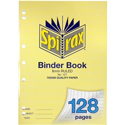 Spirax 127 Binder Book A4 128 Page 8mm Ruled 