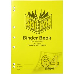 Spirax P120 Binder Book Poly Cover A4 64 Page 8mm Ruled 