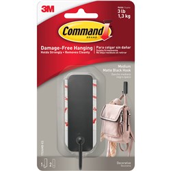 3M Command Decorative Hook 17034MB-ES Medium Matte Black Matte Black