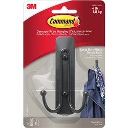 Command Decorative Hook 17036MB-ES Large Double Matte Black