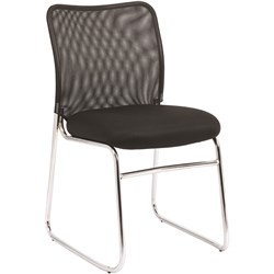 Studio Visitor Chair Chrome Sled Base Mesh Back  Fabric Seat Black 