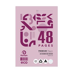 Olympic ECO EY34P Exercise Book QLD Year 3/4 A4 12mm Rules 48 Page