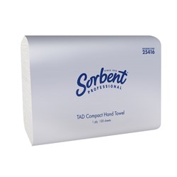 Sorbent Professional TAD Compact Hand Towel 1 Ply 120 Sheets Carton Of 20
