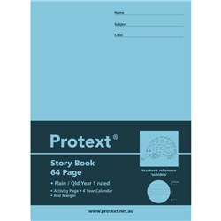 Protext Story Book 330 x 240mm QLD Year 1 1/2 Ruled 24mm 1/2  Plain + Margin 64 Page Echidna