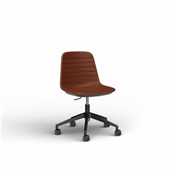 OLG Sofia Office Chair Gas Lift Black Base Tan PU Leather Seat And Back