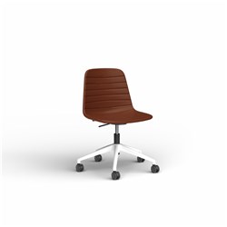 OLG Sofia Office Chair Gas Lift With Tilt White Base Tan PU Leather Seat And Back