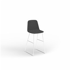 OLG Sofia Barstool White Sled Base Pewter Fabric Seat 