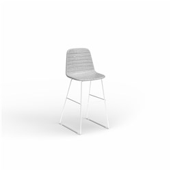 OLG Sofia Barstool White Sled Base Grey Mist Fabric Seat 