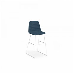 OLG Sofia Barstool White Sled Base Steel Blue Fabric Seat 