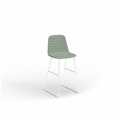 OLG Sofia Barstool White Sled Base Leaf Fabric Seat 