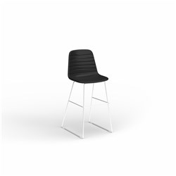 OLG Sofia Barstool White Sled Base Black PU Leather Seat 