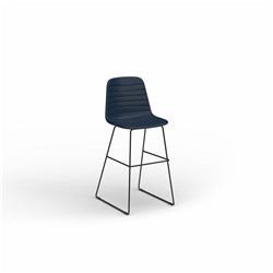 OLG Sofia Barstool Black Sled Base Navy PU Leather Seat 