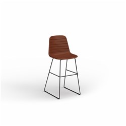 OLG Sofia Barstool Black Sled Base Tan PU Leather Seat 