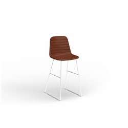 OLG Sofia Barstool White Sled Base Tan PU Leather Seat 