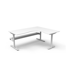 Rapidline Halo Static Corner Workstation + Tray 1800/1500W x 750D x 730mmH White/White