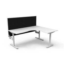 Rapidline Halo Static Corner Workstation + Screen 1800/1500W x 1330mmH White/Wht