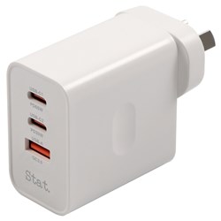 Stat 65W GaN USB-A And USB-C  Fast Wall Charger White 