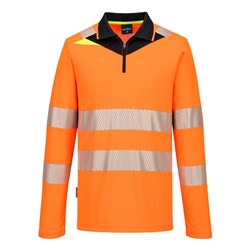 Portwest DX4 Hi-Vis Polo Shirt Long Sleeve Extra Large Orange And Black