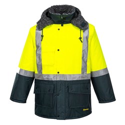 Huski Hi-Vis Contrast Freezer Jacket Medium Yellow And Forest Green