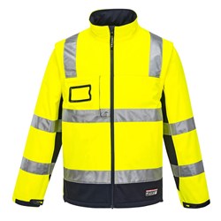 Huski Chassis Hi-Vis 2-in-1 Contrast Softshell Jacket 3 Layer Medium Yellow And Navy