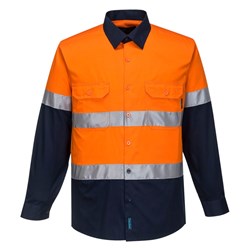 Portwest Hobart Hi-Vis Lightweight Contrast Shirt Long Sleeve 4XL Orange/Navy
