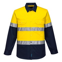 Portwest Hobart Hi-Vis Lightweight Contrast Shirt Long Sleeve 2XL Yellow/Navy