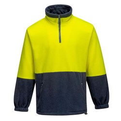 Portwest Hi-Vis Contrast 1/4 Zip Class D Polar Fleece Jumper 2XL Yellow And Navy