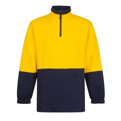 Portwest Hi-Vis Contrast 1/4 Zip Class D Brush Fleece Jumper XL Yellow And Navy