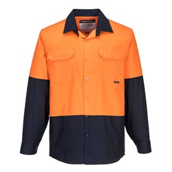 Portwest Canberra Hi-Vis Contrast Lightweight Class D Shirt Long Sleeve 2XL Orn/Navy