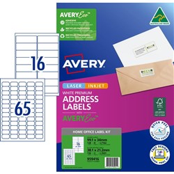 Avery Premium Address Label Kit White Laser Inkjet AveryEco L7162/7651 16/65UP