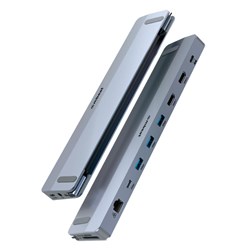 Mbeat D12 Multi Port Dual HDMI USB-C 4K Dock Grey 