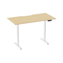Ergovida Electric Sit-Stand Desk Dual Motor Scallop Top 1500Wx750Dx600-1250mmH Oak/Wht