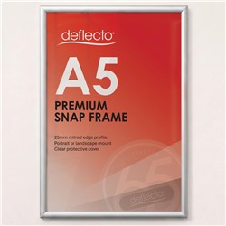 Deflecto Premium Snap Frame A5 25mm Aluminium Frame Silver 