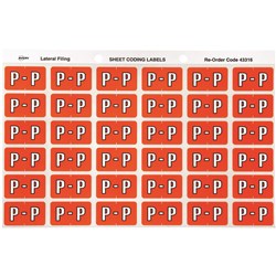 Avery Alphabet Coding Label P Side Tab 25x38mm Dark Orange Pack Of 180