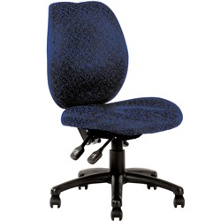 Sabina Typist Chair High Back  No Arms 3 Lever Blue Pattern Fabric