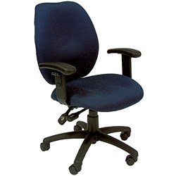 Sabina Typist Chair High Back  With Arms 3 Lever Blue Pattern Fabric