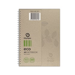 Olympic ECO Wiro Notebook A5 8mm Ruled Spiral Side Bound 200 Page