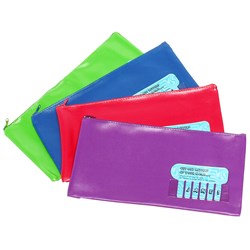 Marbig Name Pencil Case Single Zip Large 325 x 165mm Summer Colours Assorted