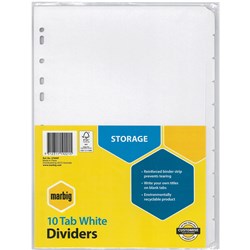 Marbig Manilla Indices & Dividers A4 10 Tab White 