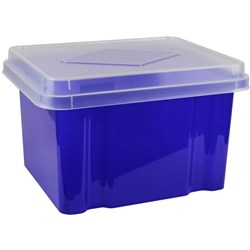 Italplast 32 Litre Plastic Suspension File & Storage Box Tint Purple Base Clear Lid