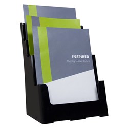 Deflecto Brochure Holder A4 Sustainable Office 3 Tier 60% Recycled Black