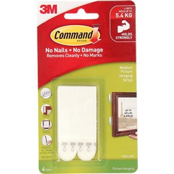 Command 17201-4PK Picture Hanging Strip Medium White Pack of 4